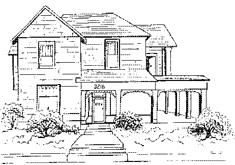 line drawing of our house/shop